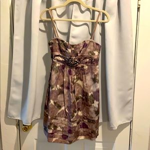 BCBG Maxazria purple floral strapless dress size 2